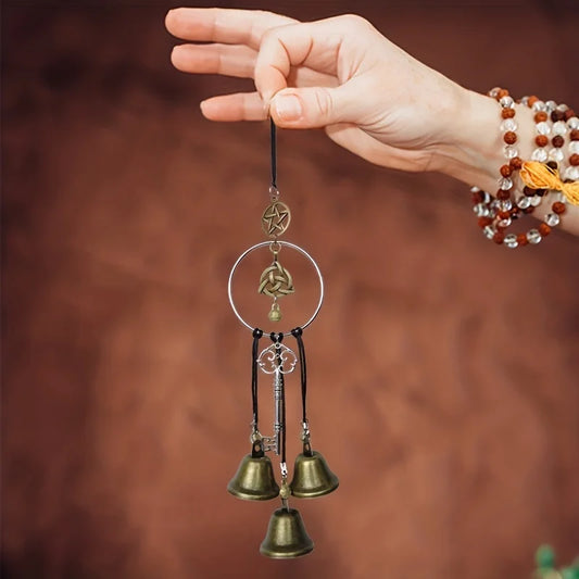 Witch Bell Doorknob Hanging Decoration – Wicker Wind Chime for Home Protection & Magical Charm