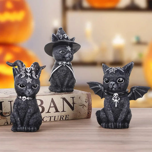 Black Cat Witch Statue – Mysterious Hand-Painted Figurine for Halloween & Witchy Decor