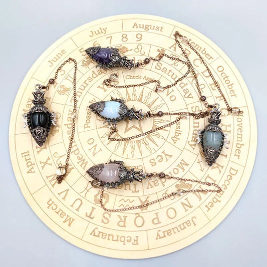 Healing Natural Stone Crystal Pendulum – Black Obsidian & Quartz for Divination and Energy Work