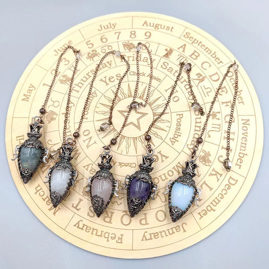 Healing Natural Stone Crystal Pendulum – Black Obsidian & Quartz for Divination and Energy Work